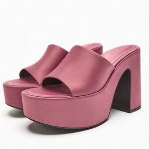 Zara Pink Platform Mules